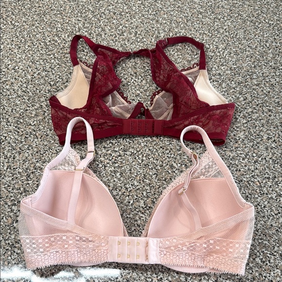 (2) 32DD Victoria’s Secret Bras Elegant Lace and Mesh Bra Set Burgundy and Pink - Picture 8 of 8